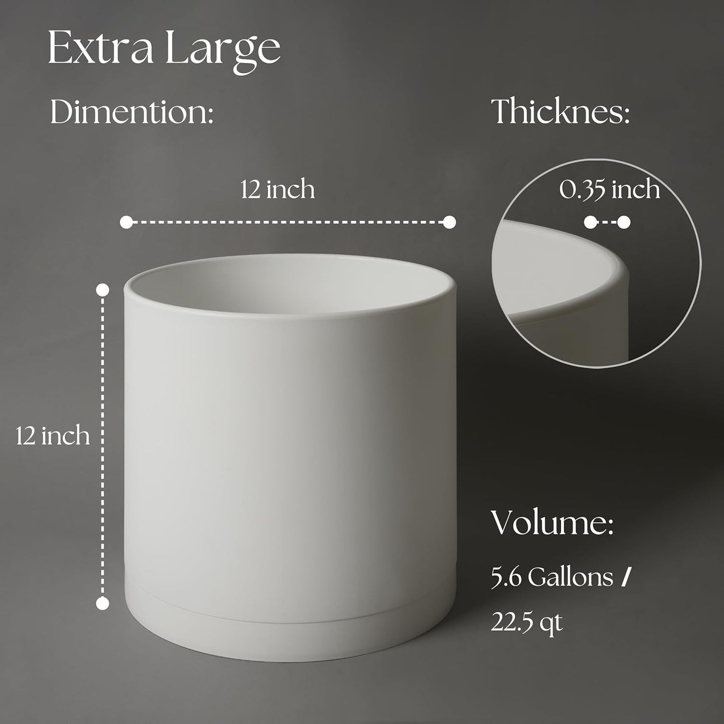 12-Inch Round Cylinder Plant Pot – Modern & Durable Planter